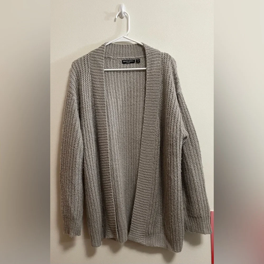 ASOS - Brave Soul London - Women’s Grey Knit Open Front Slouchy Cardigan - SizeS